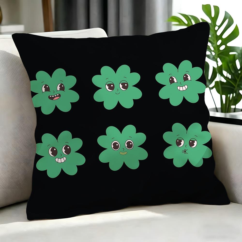 SSt Patrick Cartoon Lucky Clover Cushion Cover Cushion Cover Set Pcs x x x Pillowcase Decorative Sofa Home Decor