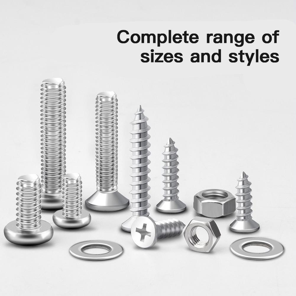 Metric Screw Nut Bolt Washer Set Fasteners Assortment Kit with Organizer Case M3/M4/M5/M6 Hardware Set for Home Repair Furniture