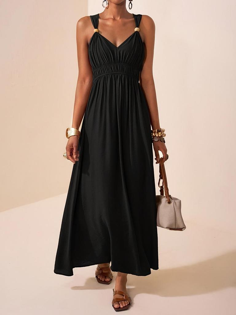 Elegant Deep V-Neck Sleeveless A-Line Dress, Spring/Summer 2026 Collection