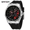 Fashion Sanda Top Brand Men's 360° Rotating Car Wheel Skeleton Dial Watch Luminous Quartz Sport Silicone Strap For Student Watch