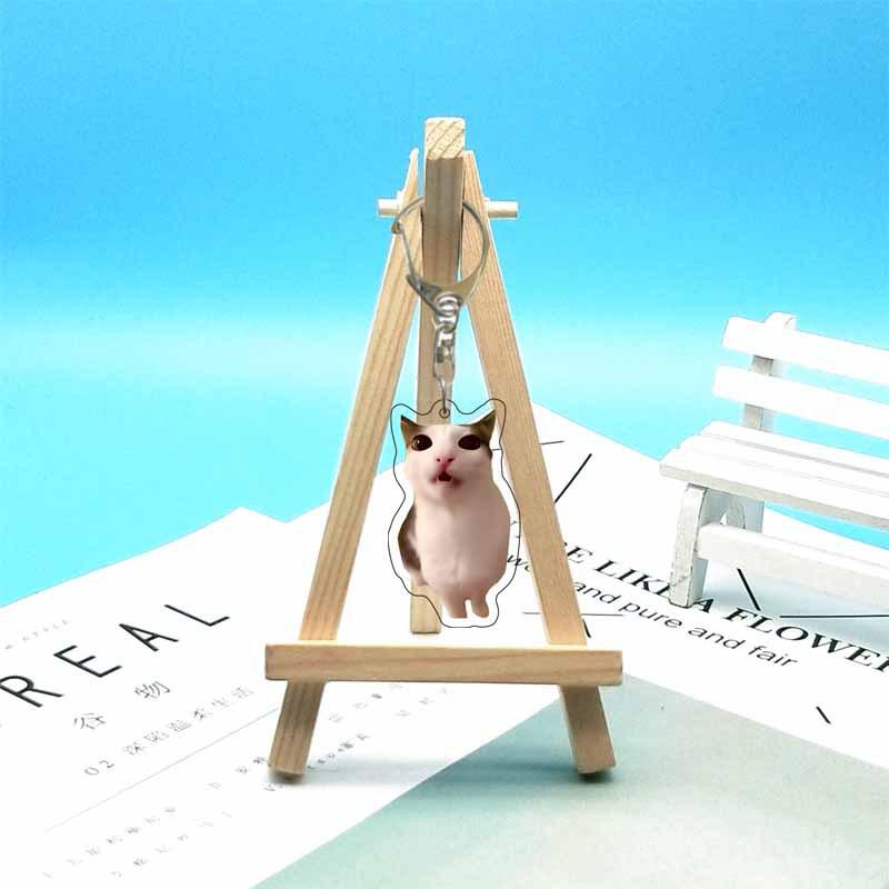Abstract Cat Meme Emoji Acrylic Keychain