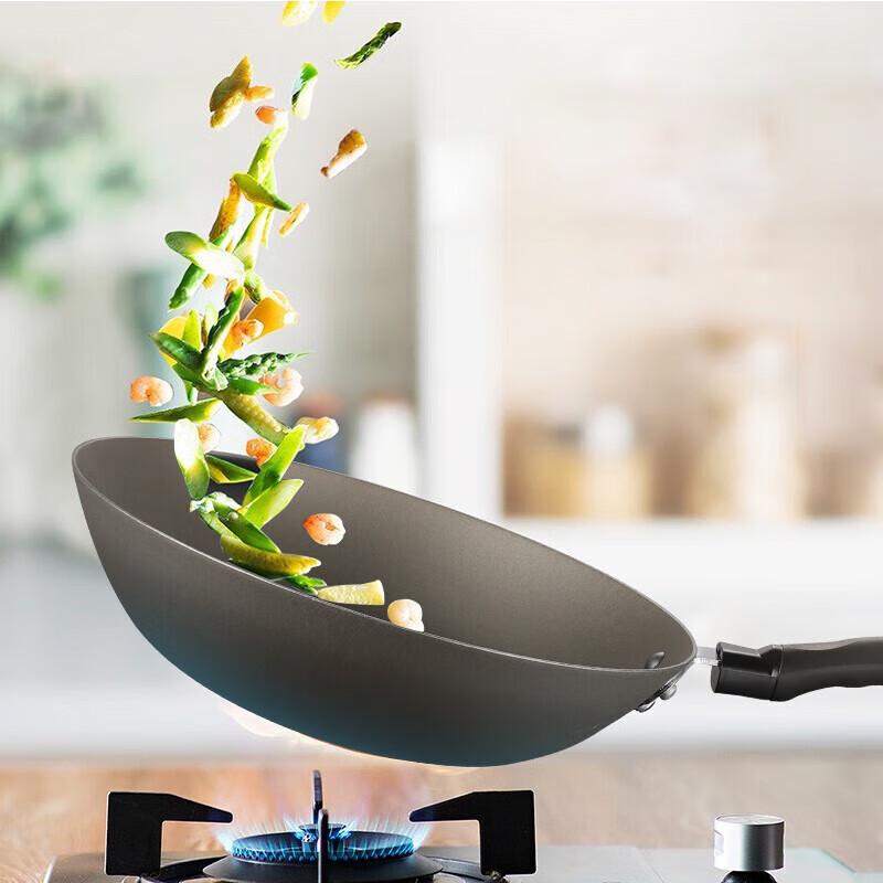 Supor 30cm Gusseisen Wok mit Glasdeckel