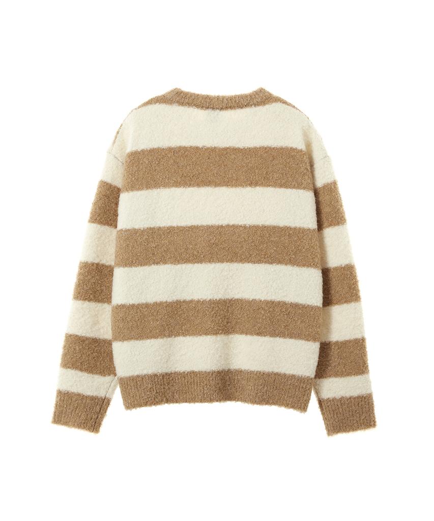 LMR Wappen Stripe Wool Boucle Pullover Knit Beige