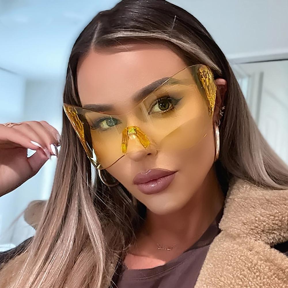 Steampunk Oversized Y2K Sunglasses Goggle Fashion Wrap Around Punk Sun Glasses Mask Female Mirror Shades Eyewear De Sol Oculos