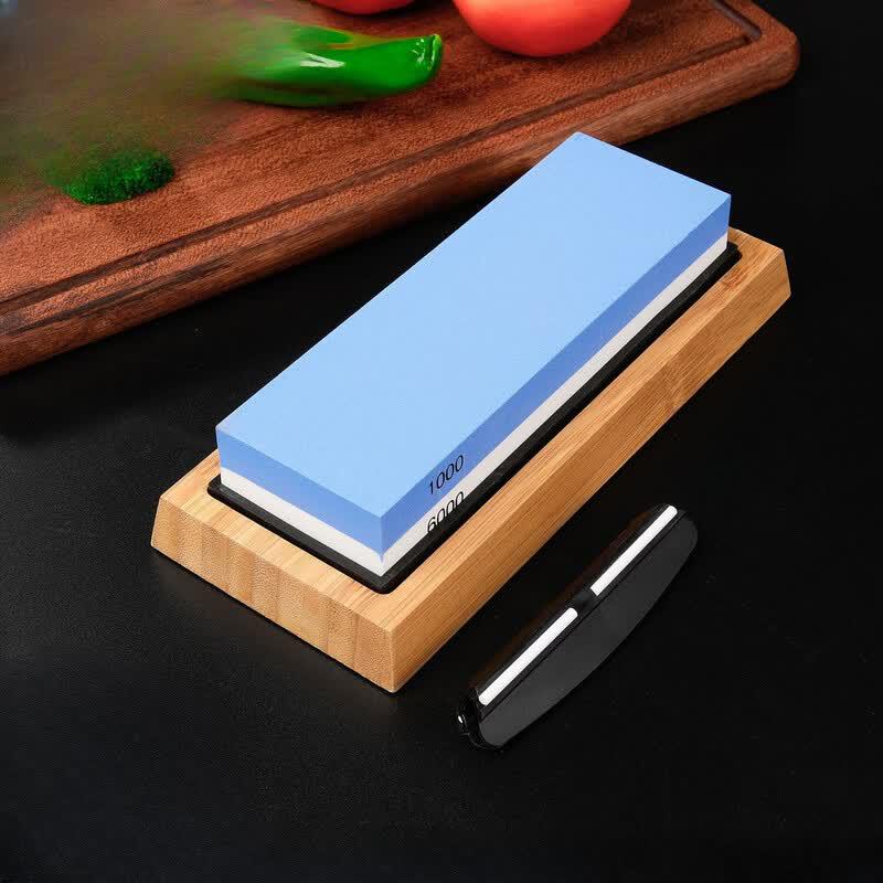 

Double-Sided Sharpening Stone with Bamboo Base Set