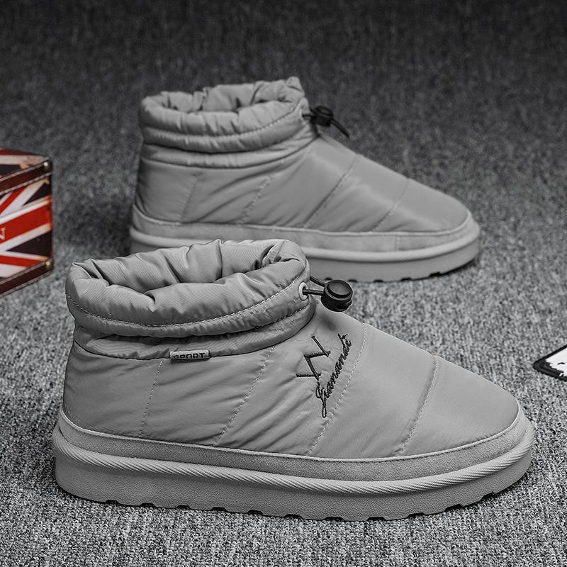 

Модные зимние теплые плюшевые хлопковые туфли мужские водонепроницаемые нескользящие ботильоны на открытом воздухе с мягкой подошвой меховые зимние сапоги 44 серый
