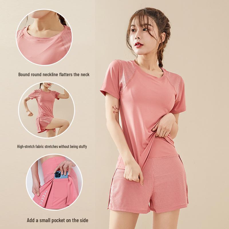 Women's Quick-Dry Reflective Yoga & Running Set - Spring/Summer Thin, Anti-Exposure, Loose Two-Piece