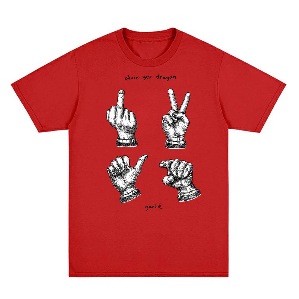 

Футболка Goose Chain Год Дракона Рукав Мода Футболка Летняя Повседневная Футболка Популярная Обложка Монстра и Логотип на Спине 100% Хлопок Топы XXL красный