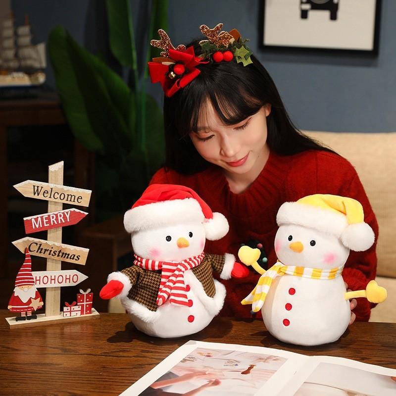 Adorable Plush Snowman Doll For Bedroom Decor Soft Stuffed Toy For Kids Christmas Gift