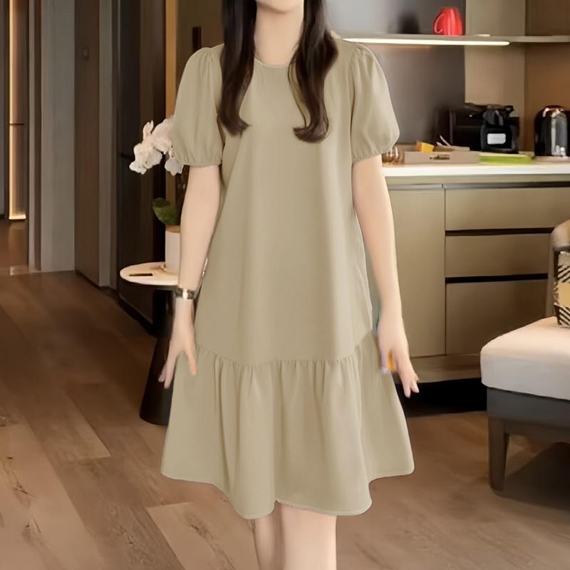 ZANZEA Women Casual Round Neck Short Sleeve Summer Dress
