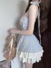 Vestido con Tirante de Cuadros Dulces: Falda acampanada sin mangas de cintura alta adelgazante para mujer