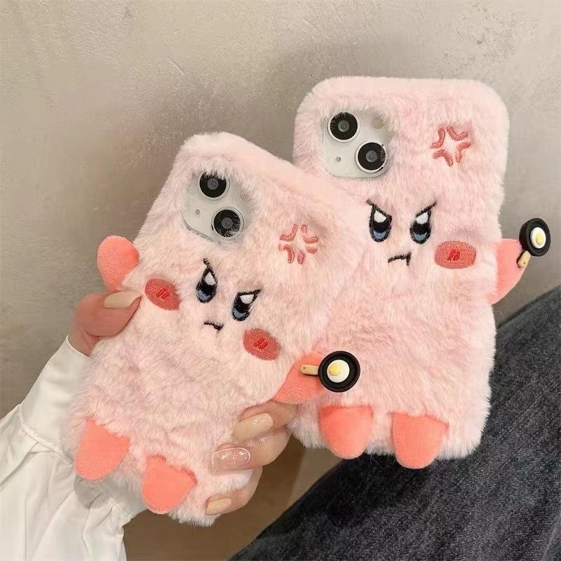 Autumn and winter plush Kirby For iPhone15promax For Apple 16 mobile phone case 14 cartoon xr/xsmax soft 13