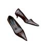 Vintage Low Heel Office Lady Slip On Shoes Fashion Shallow Pointed Toe Shoes Dancing Party Prom Ladies Pumps Shoes