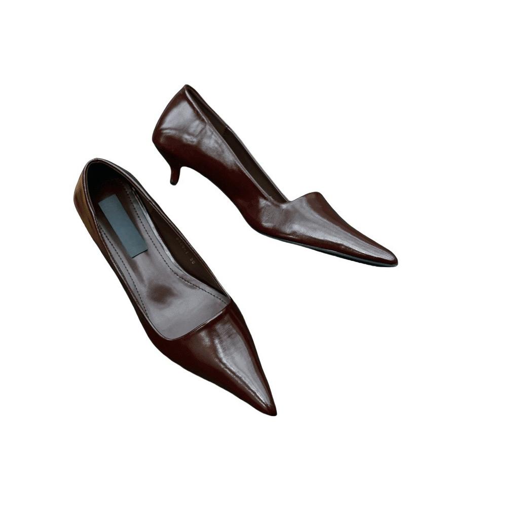 Vintage Low Heel Office Lady Slip On Shoes Fashion Shallow Pointed Toe Shoes Dancing Party Prom Ladies Pumps Shoes