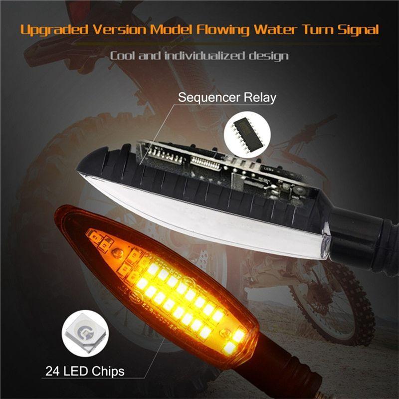 Precise Motorcycle Turn Signal LED Light E24 Flowing Water Flashing Indicator Bendable Tail Stop Signal Light For Honda P