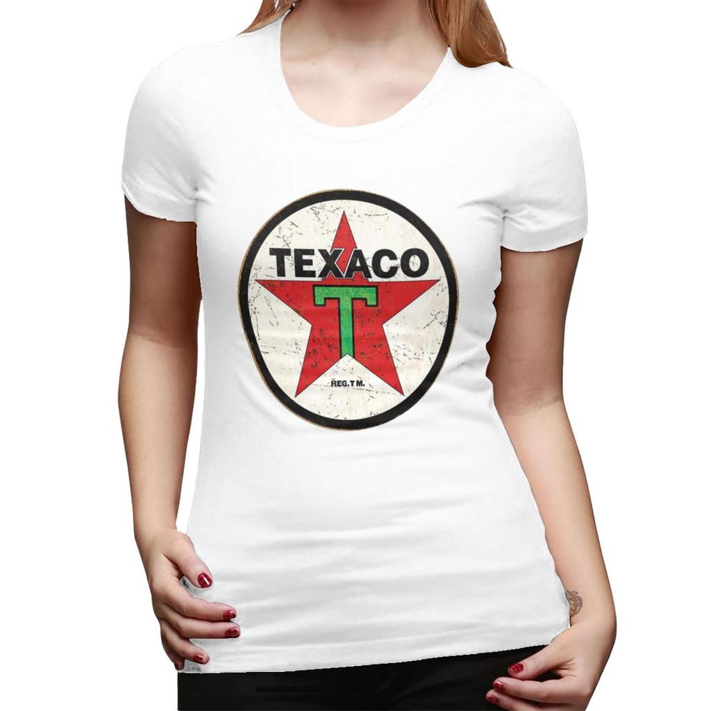 Texaco Distressed Sign TShirt for Women Crew Neck Streetwear T Shirts Womens Tees Short Summer Clothes Tops