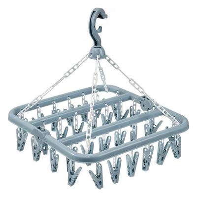 Foldable Drip Hanger with 32 Clips - Plastic Hanging Drying Rack for Clothes Underwear Socks