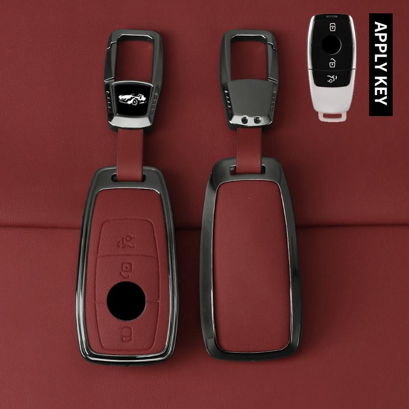 Interior Mouldings Zinc Alloy Leather Car Key Fob Case 3/4 Button Fits 2019 2020 Mercedes-Benz A220 E63S AMG E-Class GLE 350 4MA