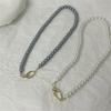 Tooxika French Retro Light Luxury Niche Grey Pearl Necklace Simple Personality Jumper Chain Female