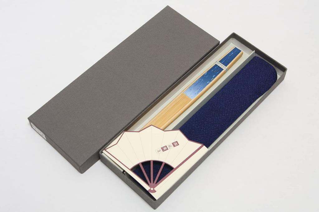 Folding Kyoto Craftsman with Fan in Paper Box [Hasegawa] Men's Fan, Made, Case, (Dragonfly Blue)