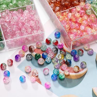 20-50 pièces/lot Couleur Sombre Transparentes Perles en Verre Fissuré Rondes Perles d'Écartement pour Bracelet DIY Fabrication de Bijoux Accessoires