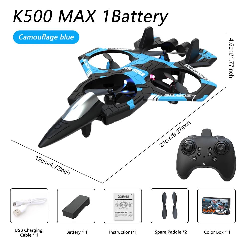 

K500 MAX RC Бойовий літак EPP Піна 2.4G Пульт дистанційного керування Каскадер Планер 360° Фігури пілотажу Літаючий літак зі світлодіодами Іграшки для дітей хлопчиків синій