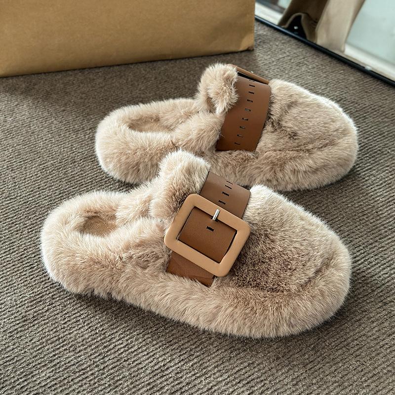 

Маффин 2025 осень и зима плюшевая толстая подошва новые интернет-знаменитости хлопковые тапочки сумка головной убор домашние пушистые тапочки женщины 40 хаки