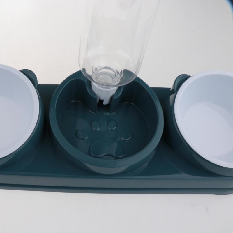 Double Bowl Pet Food Water Dish Feeder For Dog Cats Daily Feeding with Automatic Water Dispenser For Pet Dry Wet Food