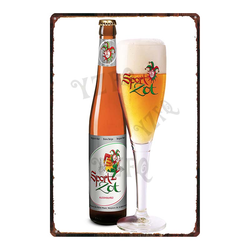 Plăci metalice de tablă pentru bere belgiană, Vintage Brugse Zot La Trappe, pentru perete, bar, pub, artă, bucătărie, cafea, decor pentru casă, 30X20CM DU-8282A