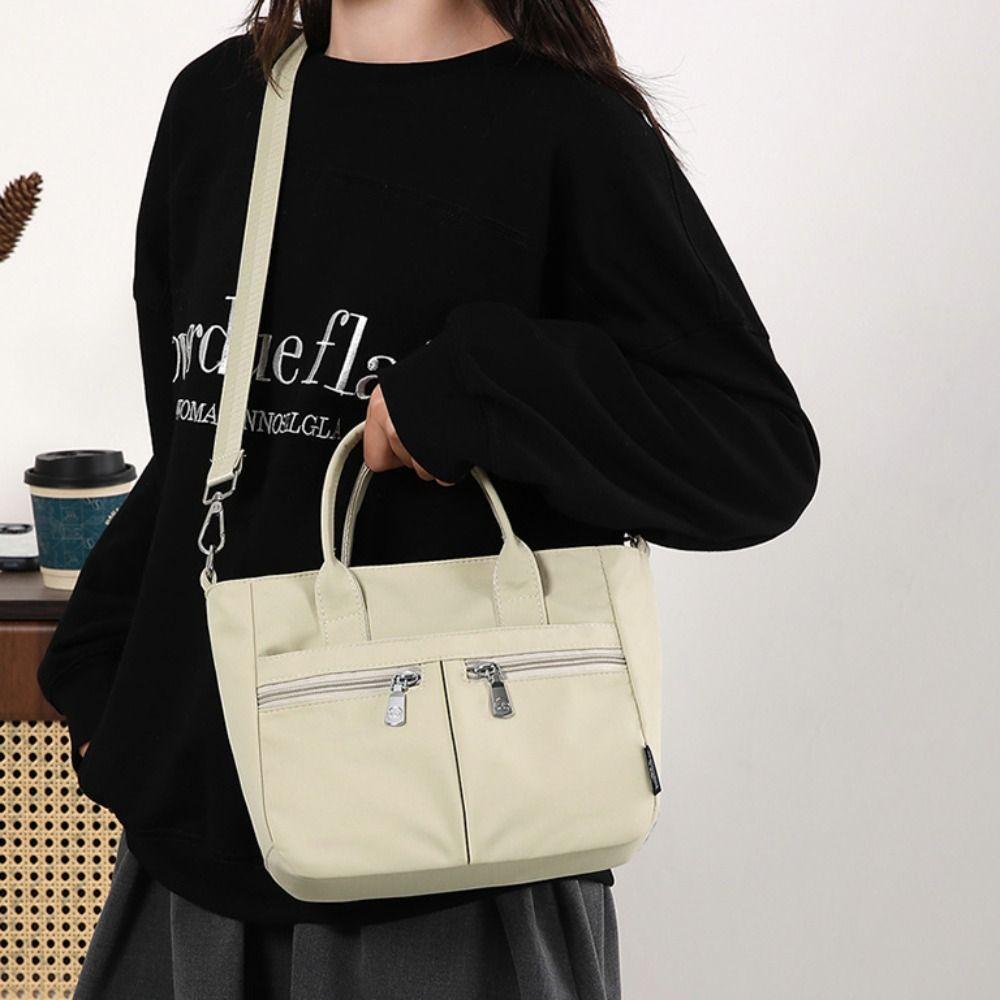 Solid Color Nylon Cloth Handbag Casual Canvas Tote Bag Oxford Cloth Crossbody Bag Commuting
