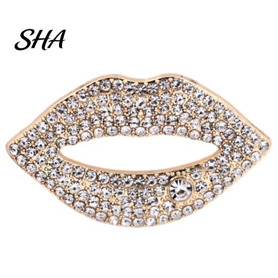 Decorative Jewelry Sexy Rhinestone Lip Brooch for Women, Red Shape Lapel Women Pins Pin, Clothing Accessory Suits Coats Scarves Shawls Bags