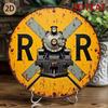 Vintage Rustic Metal Train Wall Sign 2D Flat Retro Tin Art Decor for Garage Bar Man Cave 8x12 Inch