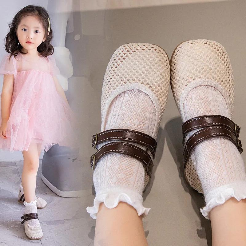 Children's Shoes Korean Girl Princess Shoes Breathable Hollow Net Sandals Children 1-2 Years Old Soft Sole Toddler Shoes