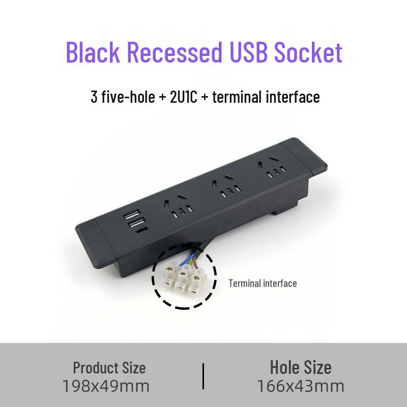Embedded Desktop Power Strip with Extension Cord