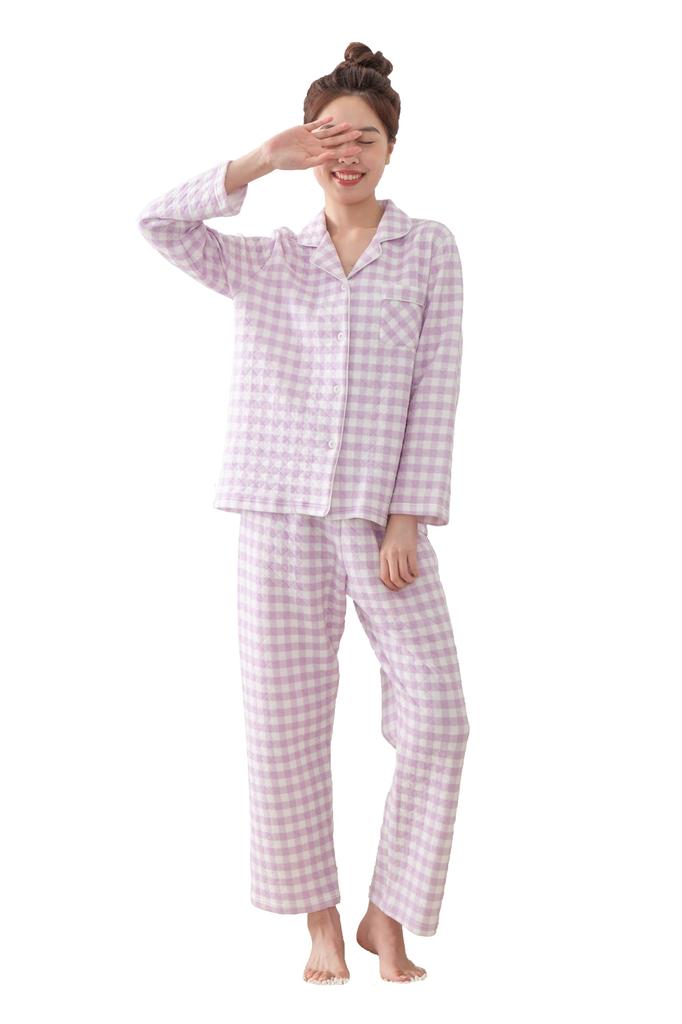 Winter Soft Long and Pants and Perfect for and and "Lifewel" Women's Pajamas, 100% Cotton, Quilted, Front-Opening, Sleeves, Set, Thick, Warm, Cute,