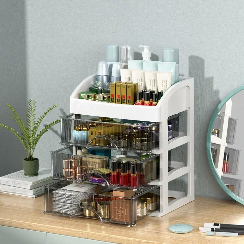 1pc Drawer Makeup Organizer Large Capacity Plastic Makeup Storage Box Lipstick Holder Large Capacity Offi Supplies Storage Box