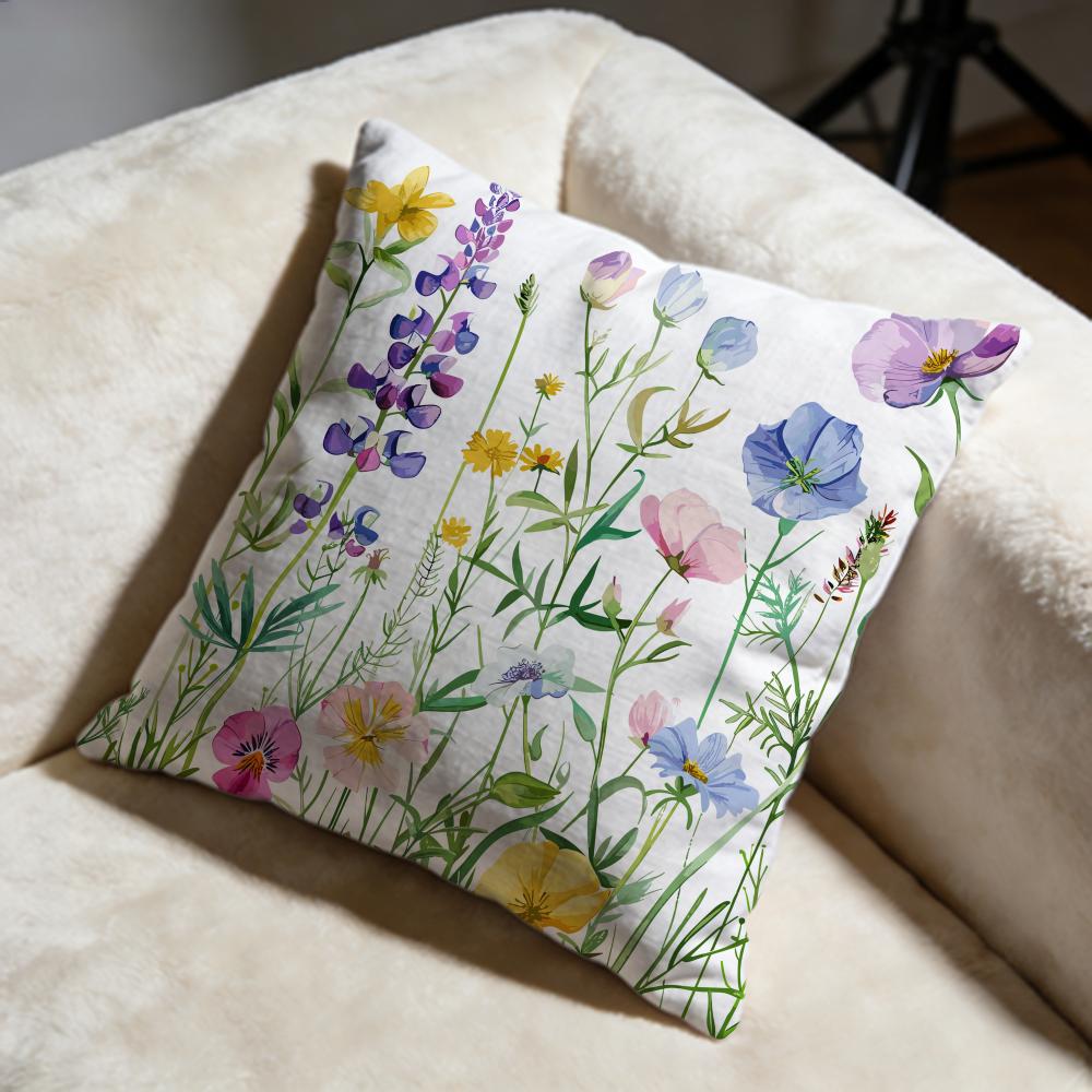 Spring Wildflowers Cushion Cover Soft Decorative Pillow Case Suitable for Bedroom Sofa Car Travel Use