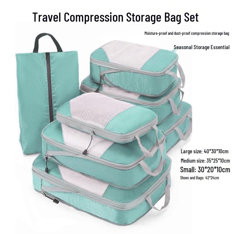 Travel Compression Storage Bag Set: 7-Piece Dustproof Organizer for Clothing & Suitcases