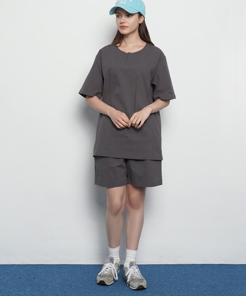 THE-ABON Mw143 Linen Slit Setup Pants Charcoal