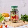 Convenient Mason Jar Salad Keeper, Side Opening, Sauce and Dressing Sections, Suitable for Microwave, Dishwasher, Freezer