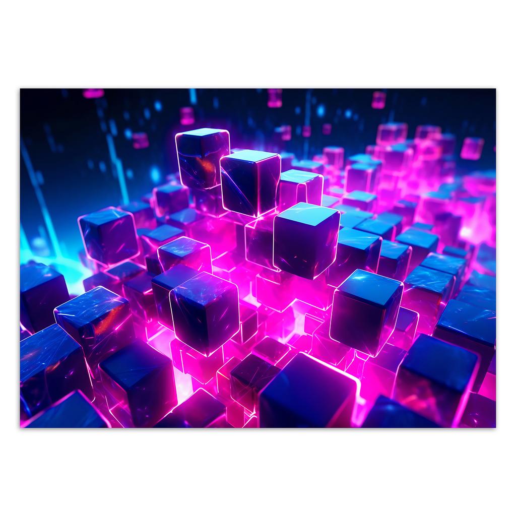 Wallpaper Neon cubes abstract 3D