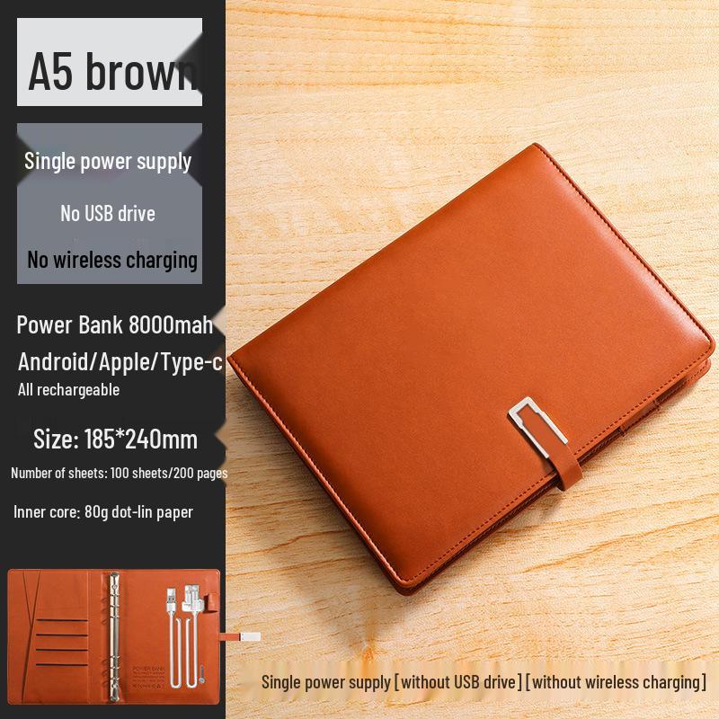 A5 Loose-leaf Wireless Notebook with USB, Multifunctional Business Gift Set