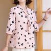 Women Blouse Chiffon Shirt Butterfly Three-quarter Sleeves Spring Summer Clothes Top Long Sleeve Women's Shirt Blusas Ropa De Mujer