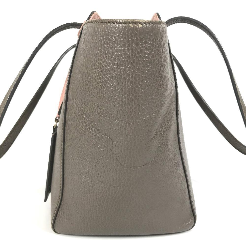 GUCCI 354408 Bicolor Logo swing Bag Tote Bag Shoulder Bag Leather gray/pink