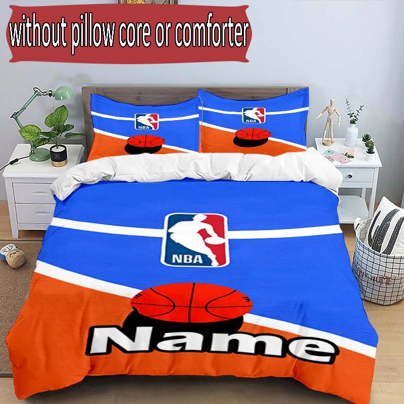 3pcs Duvet Cover Set (1*Duvet Cover + 2*Pillowcase, Without Core), Custom Name basketball Pattern Bedding Set, Home Bedroom Decor Gift
