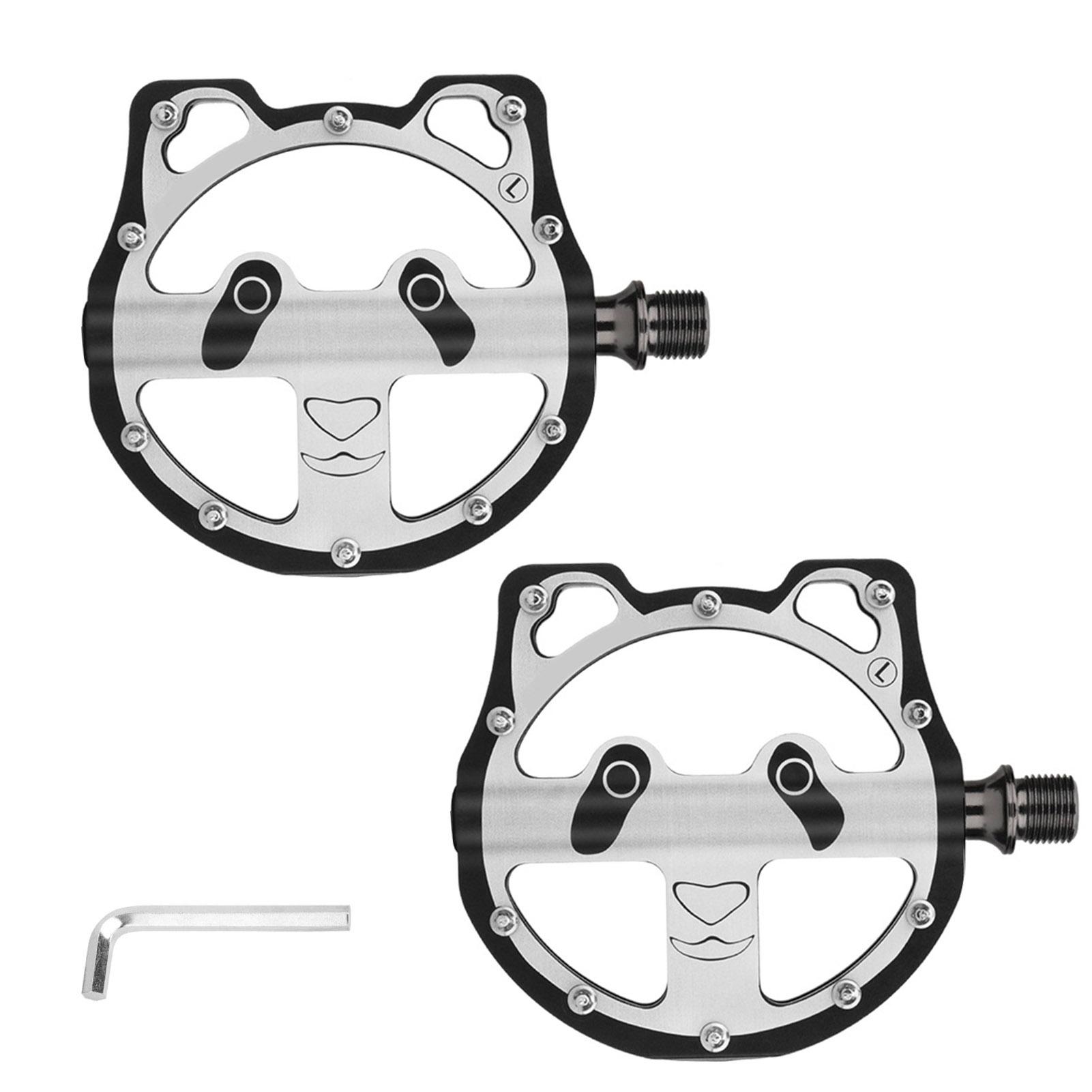

Panda Bike Pedals CNC Aluminum Alloy Universal Fit with Anti Slip Pins for Road Mountain Bikes Type 1