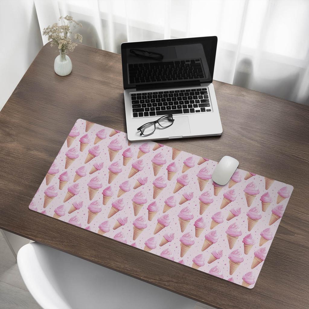 Protective Decorative Mat for Office Table Pink Ice Cream Cones 90x45 cm
