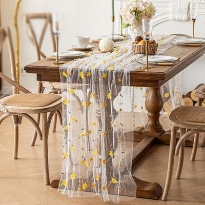 Bestickter Tischläufer Bestickte Blume Tüll Tischläufer Frühling Sommer