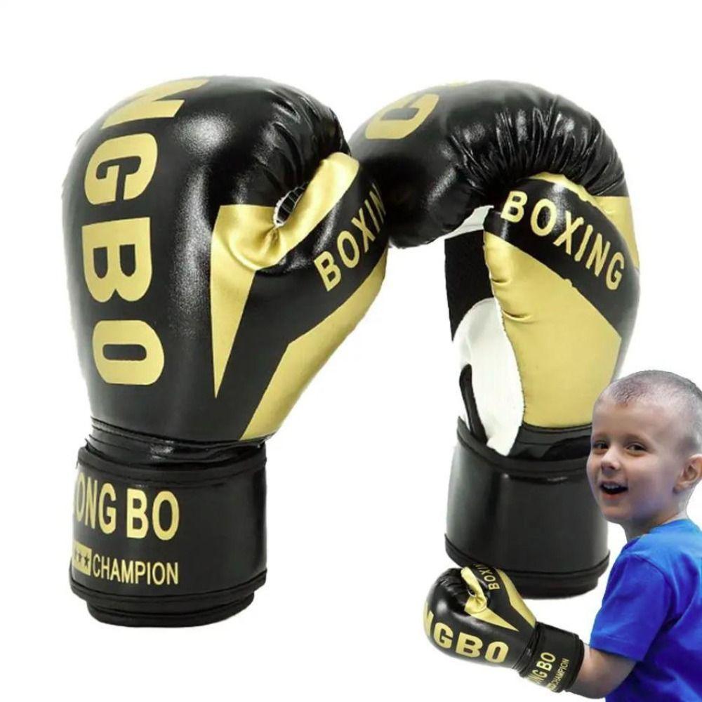 Sponge Padding Leather Boxing Gloves PU Leather Kickboxing Protective Gloves Children