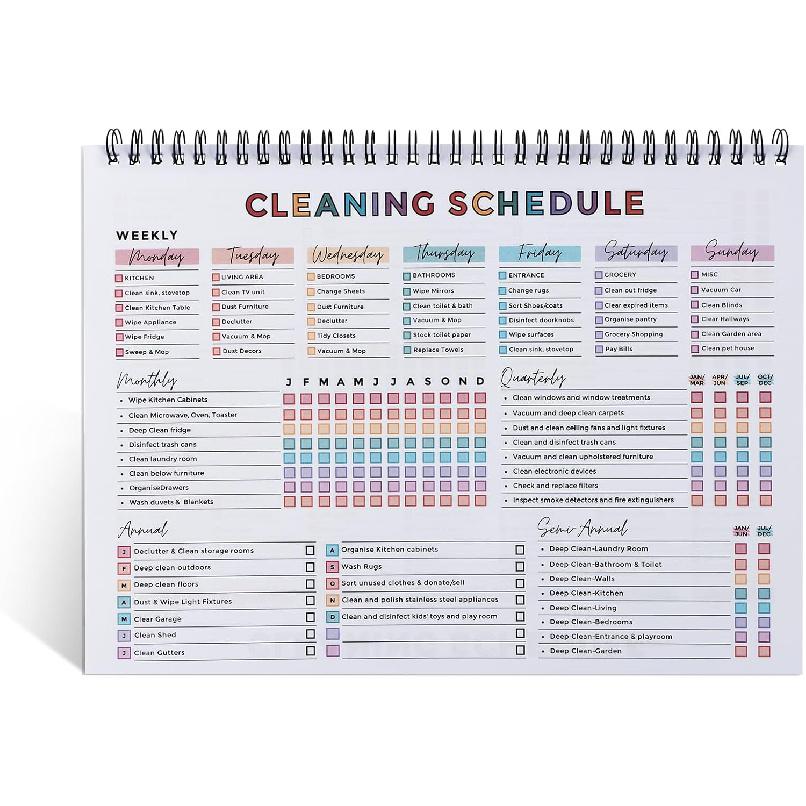 Adhd Cleaning Planner,Editable Home Cleaning Plan,Daily,Weekly, Monthly,Yearly Cleaner Schedule and Checklist,Adjustable Clean Up Household Chores